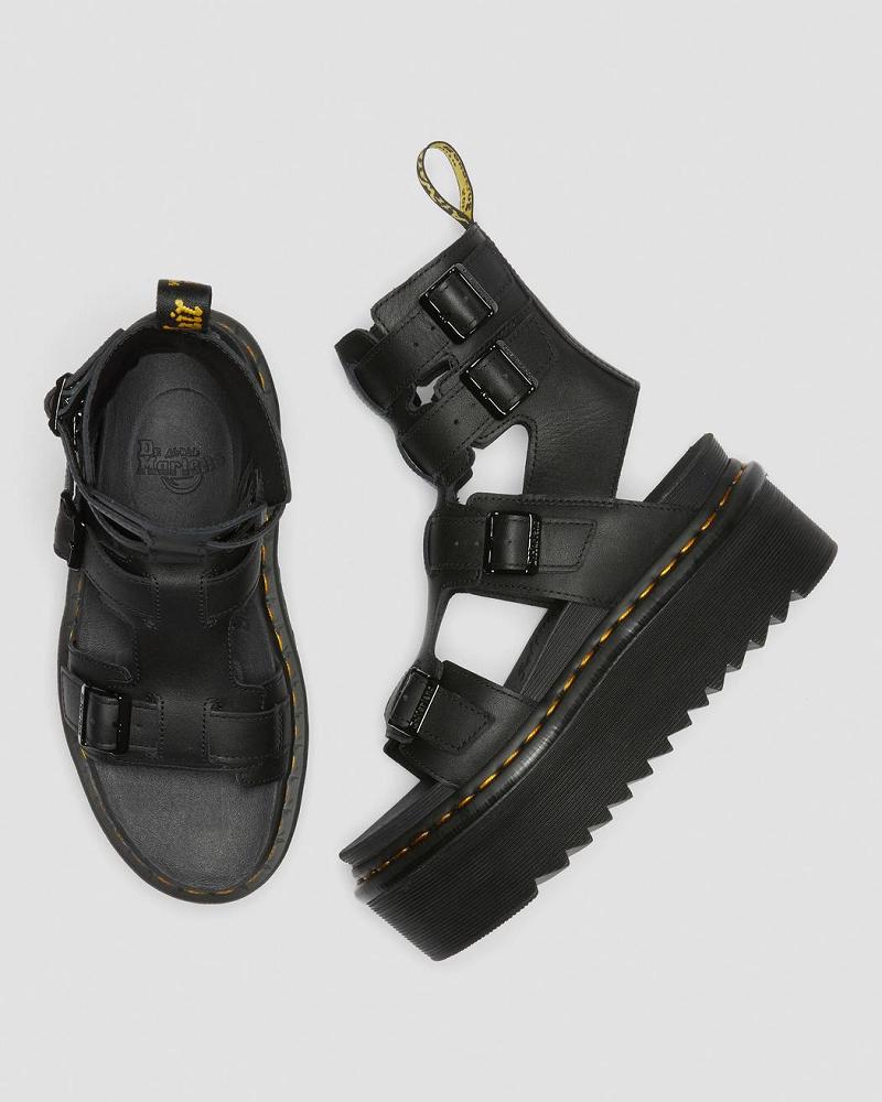 Sandalias De Gladiador Dr Martens Giavanna Cuero Plataforma Mujer Negros | MX 491HAP